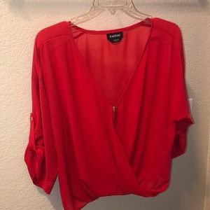 Bebe chiffon red crop blouse